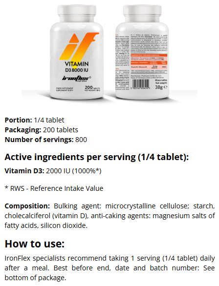 Ironflex Nutrition Vitamin D3 8000iu-factsheets