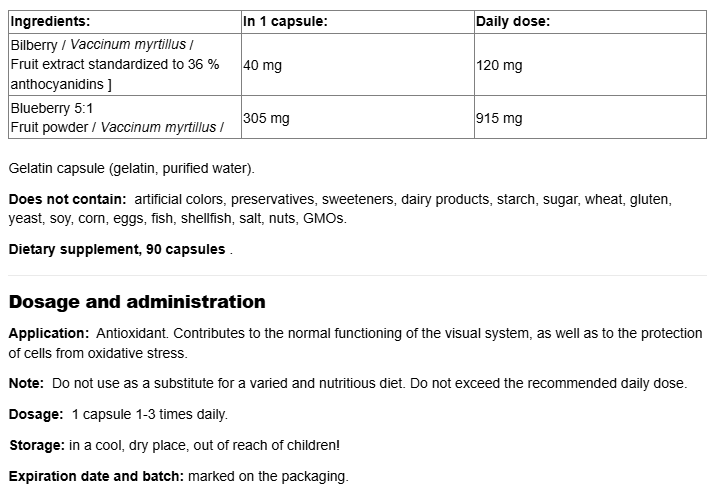 Natural Factors Bilberry 345 mg-factsheets