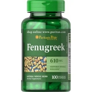 Puritan\s Pride Fenugreek 610 mg / 100 capsules.