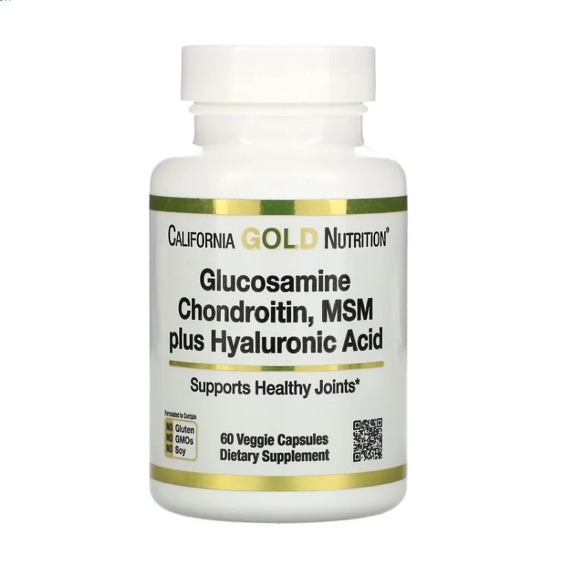 California Gold Nutrition Glucosamine Chondroitin MSM plus Hyaluronic Acid / 60 Veggie Capsules