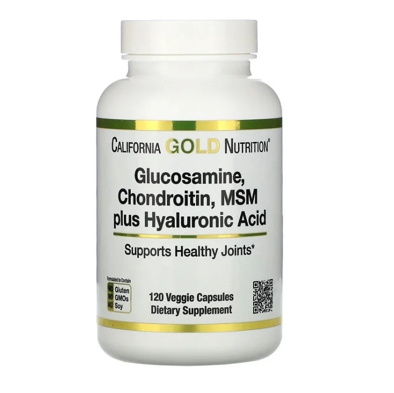 California Gold Nutrition Glucosamine Chondroitin MSM plus Hyaluronic Acid / 120 Veggie Capsules