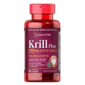 Puritan\s Pride Krill oil plus high omega-3 concentrate 1085 mg 60 softgel.