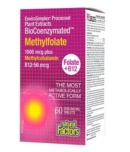 Natural Factors Methylfolate 1000 mg + B12 / 60 tablets