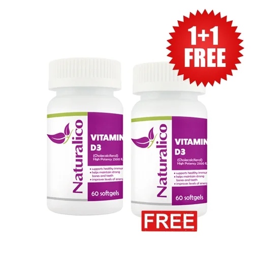 Promo Stack Naturalico 1+1 FREE Naturalico Vitamin D3 2500 IU 60 soft