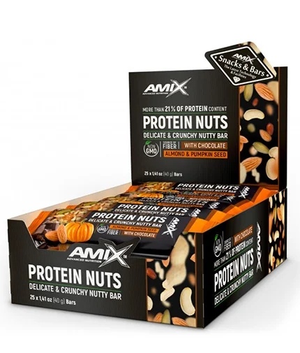 Amix Nutrition Protein Nuts Crunchy Nutty Bar Box / 25x40 g