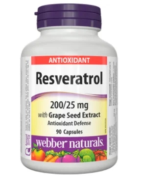 Webber Naturals Resveratrol with Grape Seed Extract 200/25mg / 90Caps.