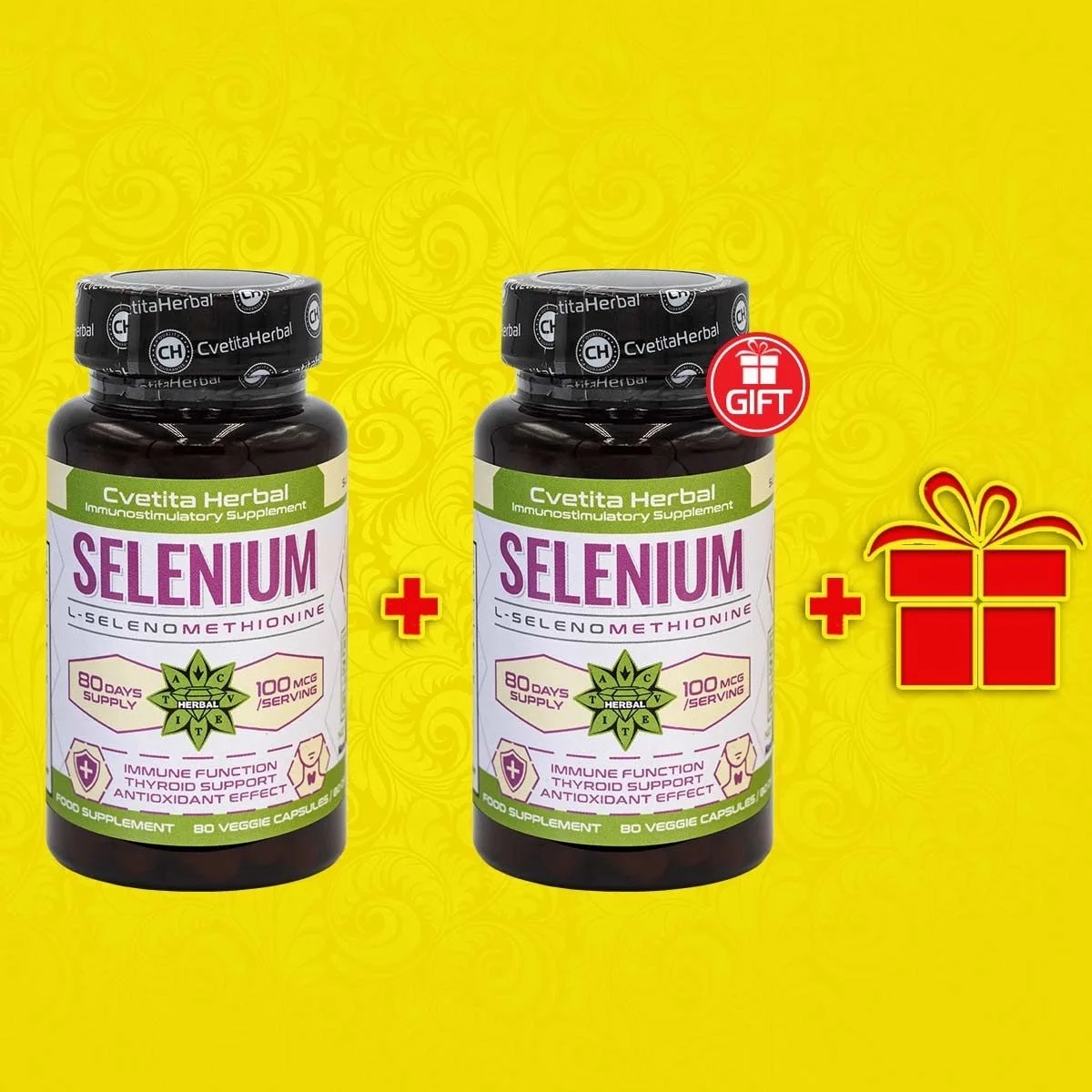 Cvetita Herbal 1+1 FREE Selenium - Selenium - 80 capsules + GIFT Zinc