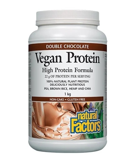 Natural Factors Vegan Protein Vegetable Protein 1000 g / Double Chocolate