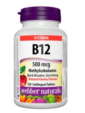 Webber Naturals Vitamin B12 500mcg. / 120 Tabs
