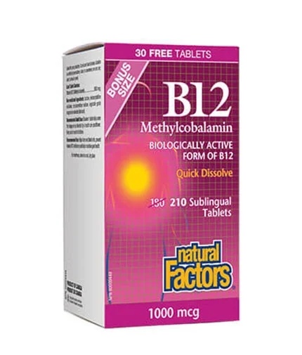 Natural Factors Vitamin B12 Methylcobalamin 1000 mg / 180+30 tablets