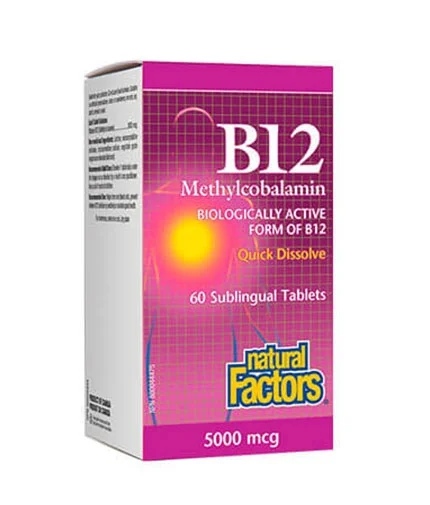 Natural Factors Vitamin B12 Methylcobalamin 5000 mg / 60 tablets