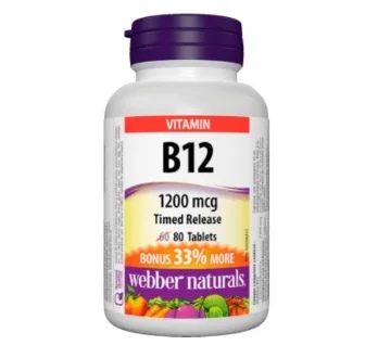 Webber Naturals Vitamin B12 Timed Release 1200 mg 80 tabs