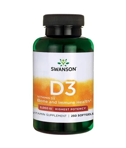 Swanson Vitamin D-3 / Highest Potency 5000 IU / 250 gel capsules