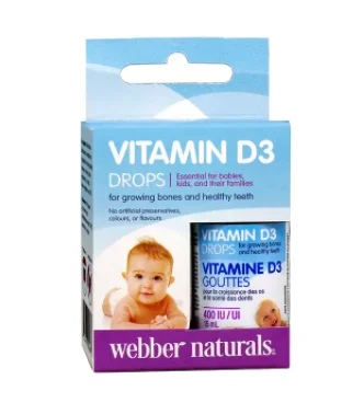 Webber Naturals Vitamin D3 Drops 400 IU x 15 ml - Vitamin D3 Drops 1 vial) 400 IU x15 ml