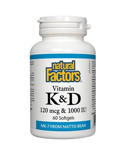 Natural Factors Vitamin K & D 120 mg & 1000IU / 60 gel capsules