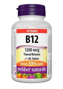 Webber Naturals Vitamin B12 1200 mg x80 tablets