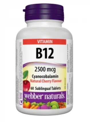Webber Naturals Vitamin B12 Cyanocobalamin 2500 mg x60 Tablets