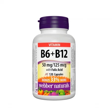 Webber Naturals Vitamin B6 +B12 + Folic Acid x 120 capsules