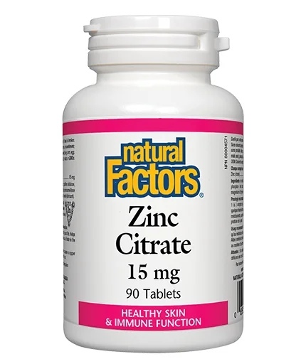 Natural Factors Zinc 15 mg / 90 tablets